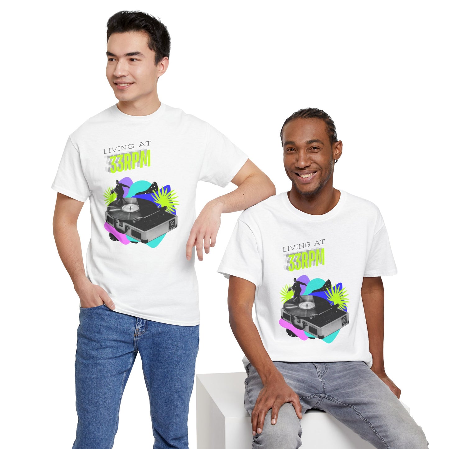 'Living at 33rpm' Flouro Men's T-Shirt