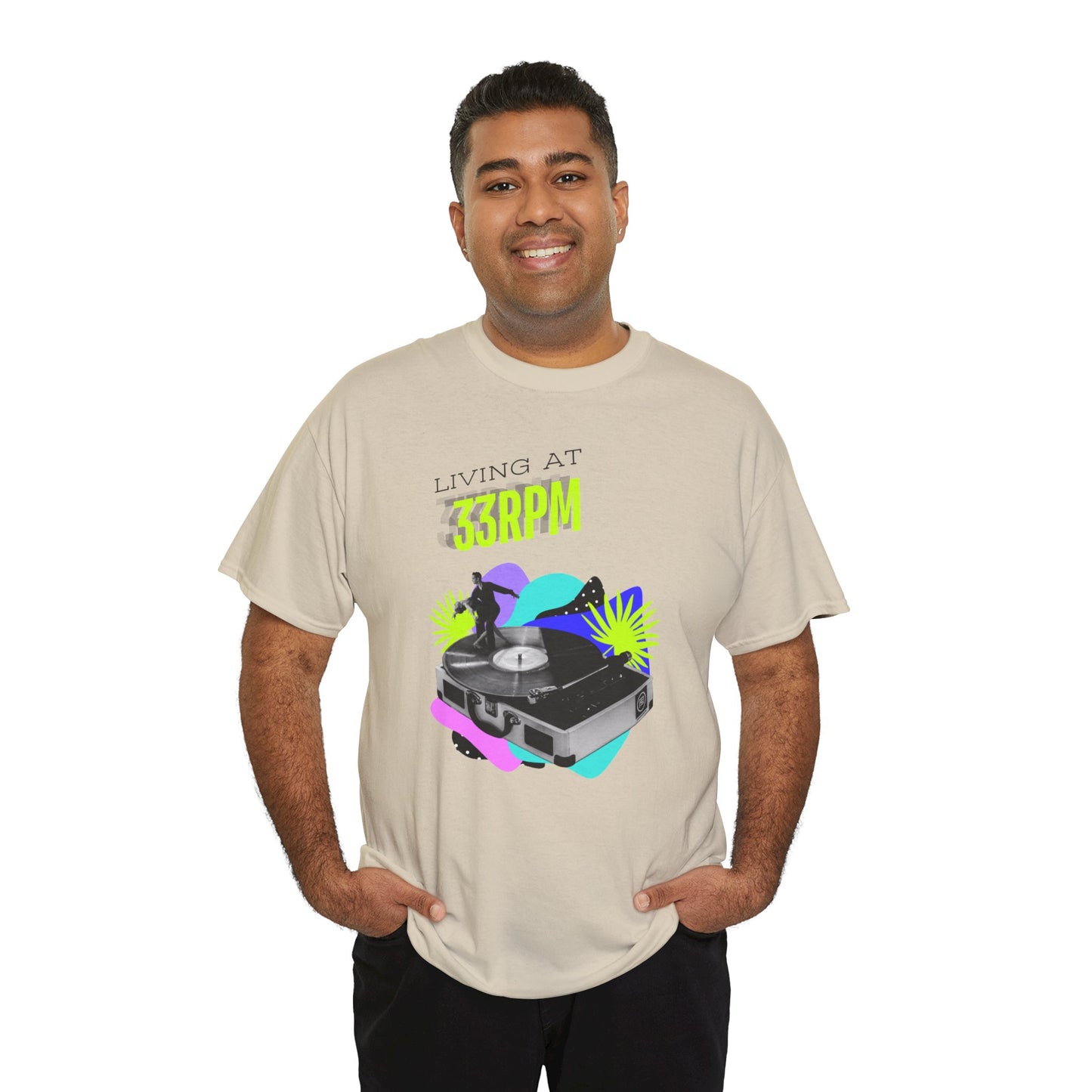 'Living at 33rpm' Flouro Men's T-Shirt