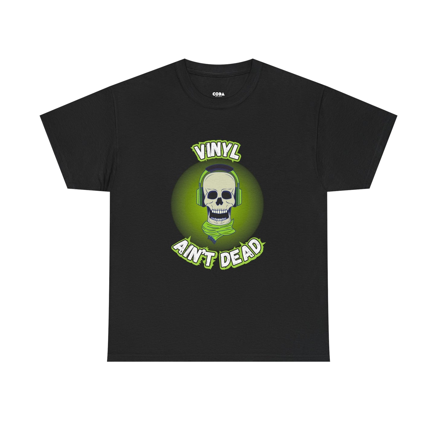Vinyl Ain't Dead T-Shirt — Retro Skull Headphones Tee for Vinyl Lovers