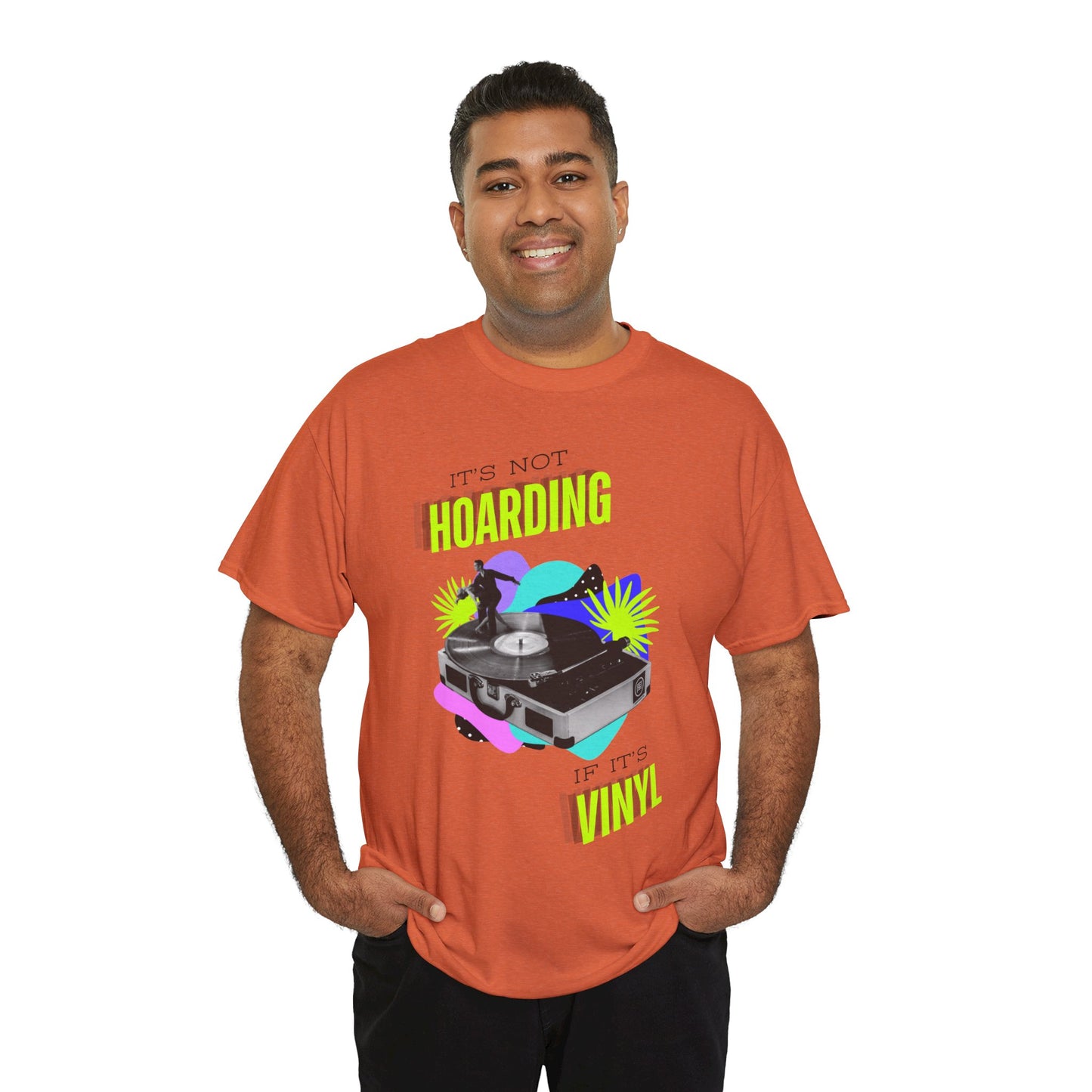 'It's Not Hoarding If It's Vinyl' Flouro Men's T-Shirt