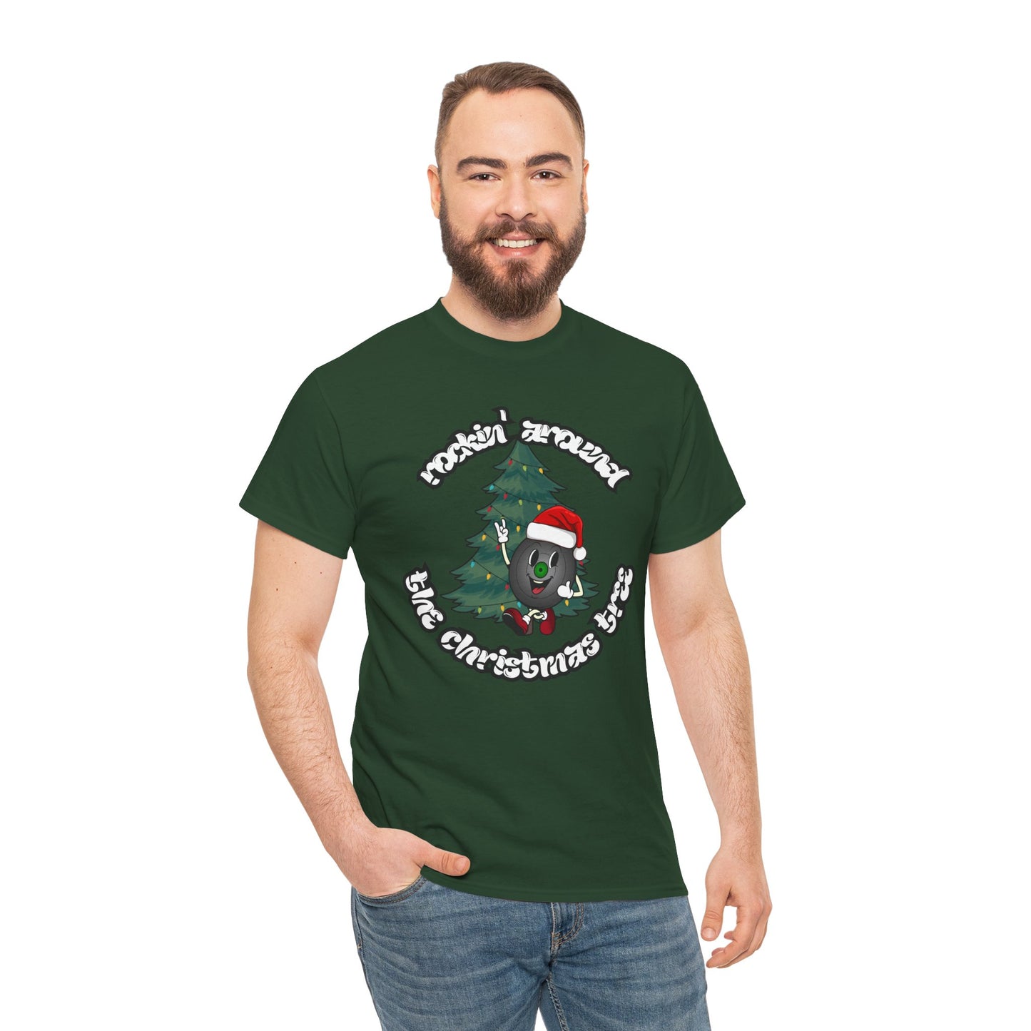 "Rockin' Around The Christmas Tree" Men's Vinyl Record T-Shirt