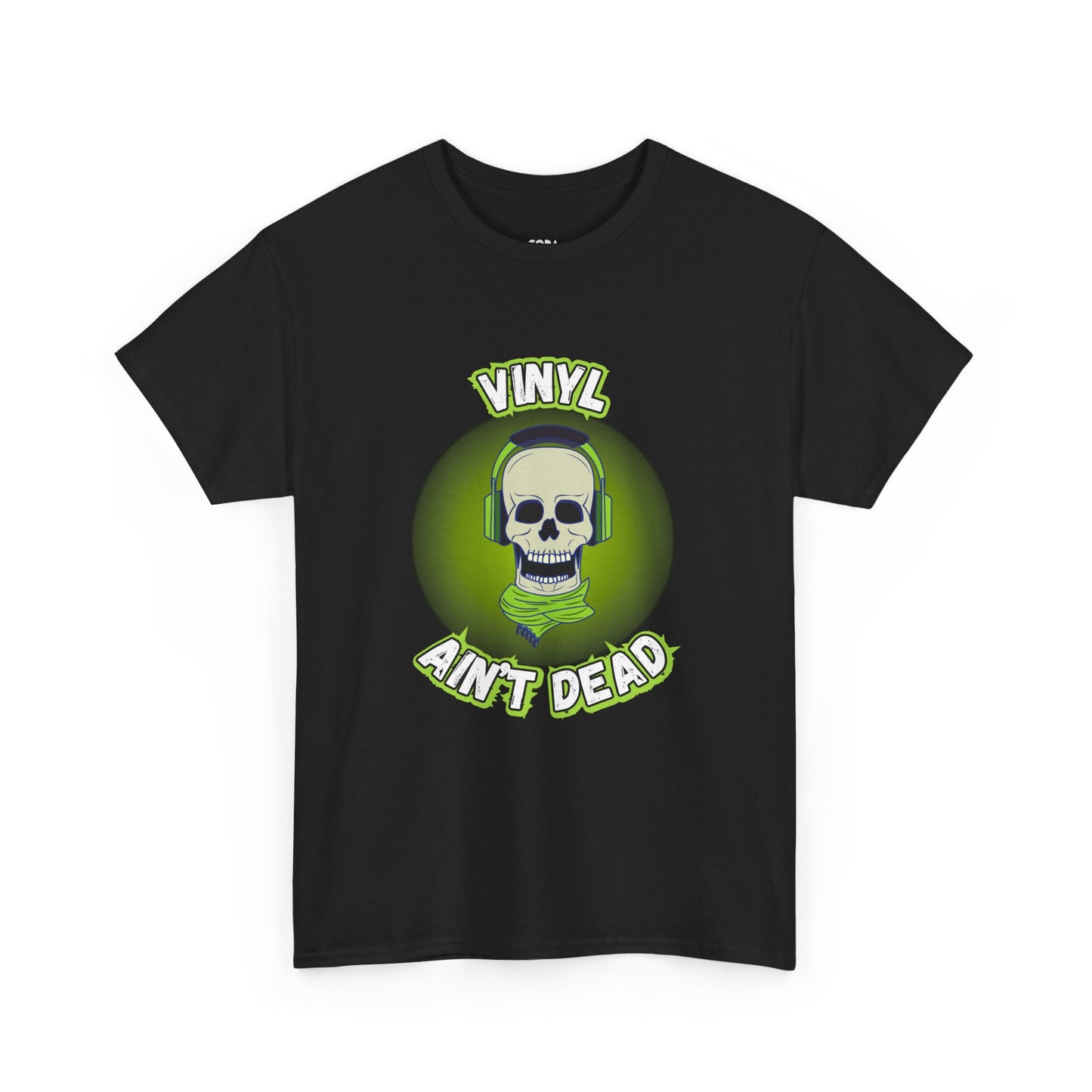Vinyl Ain't Dead T-Shirt — Retro Skull Headphones Tee for Vinyl Lovers
