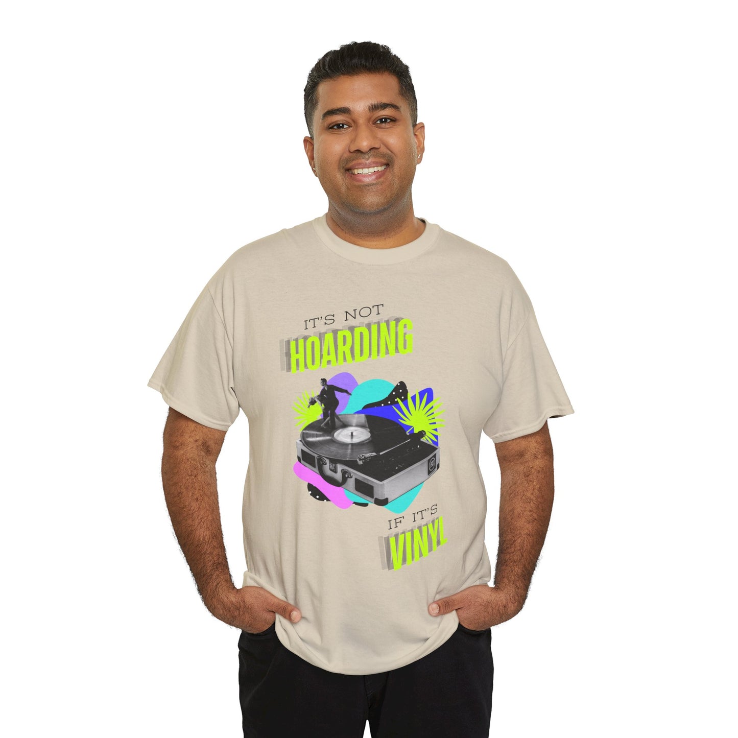 'It's Not Hoarding If It's Vinyl' Flouro Men's T-Shirt