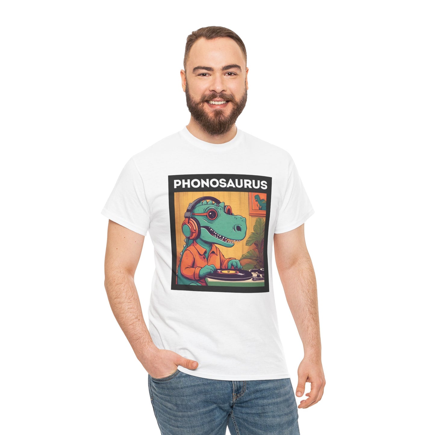 'Phonosaurus' Men's Vinyl T-Shirt