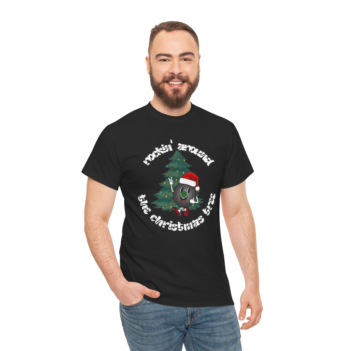 "Rockin' Around The Christmas Tree" Men's Vinyl Record T-Shirt