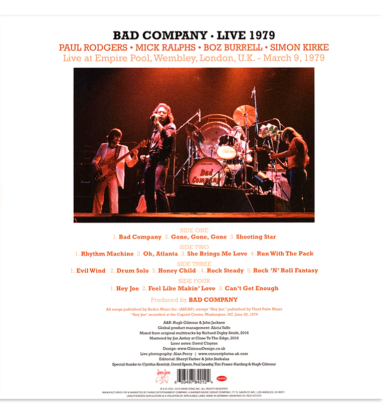 Bad Company – Live 1979 (RSD 2022 Limited Edition Double-LP on Transparent Orange Vinyl)