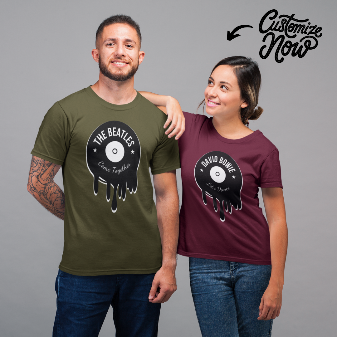 Custom 'Drip Vinyl' Record T-Shirt – Add Your Favourite Artist and Song